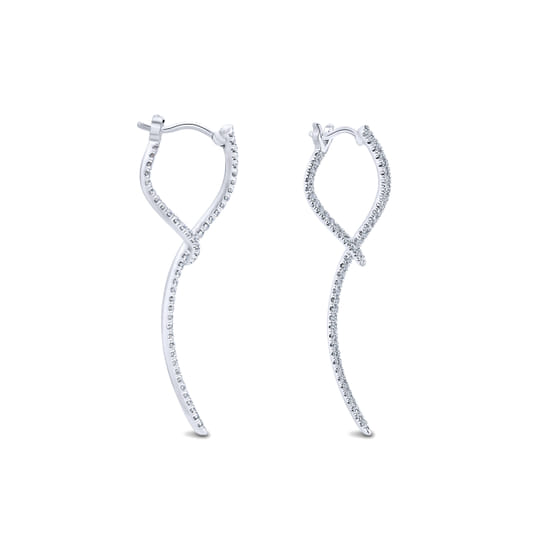 14K White Gold Sculptural Diamond Drop Earrings angle 3