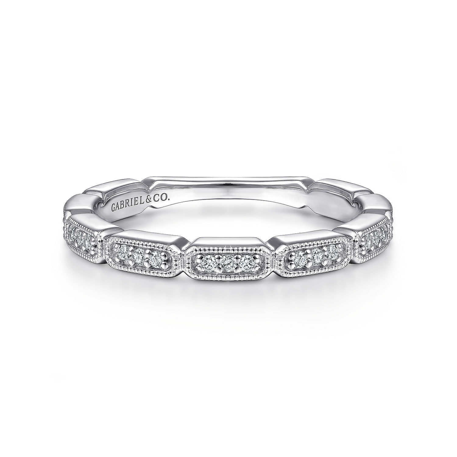 Gabriel - 14K White Gold Segmented Diamond Stackable Ring