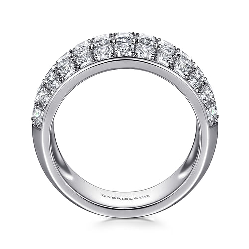 14K White Gold Separate Micro Prong in Channel Baguette and Princess Cut Diamond Anniversary Band