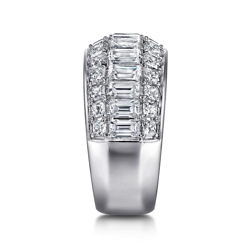 14K White Gold Separate Micro Prong in Channel Baguette and Princess Cut Diamond Anniversary Band