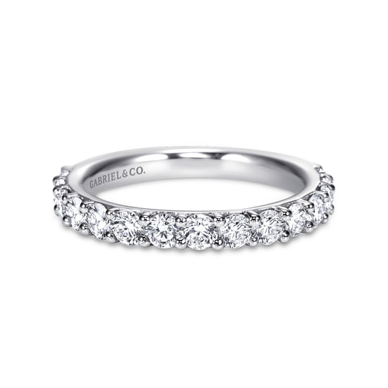 Gabriel - 14K White Gold Shared Prong 15 Stone Diamond Wedding Band