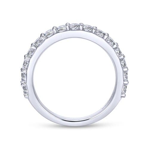 14K White Gold Shared Prong 15 Stone Diamond Wedding Band