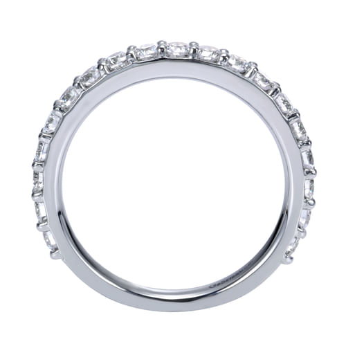 14K White Gold Shared Prong 19 Stone Diamond Wedding Band
