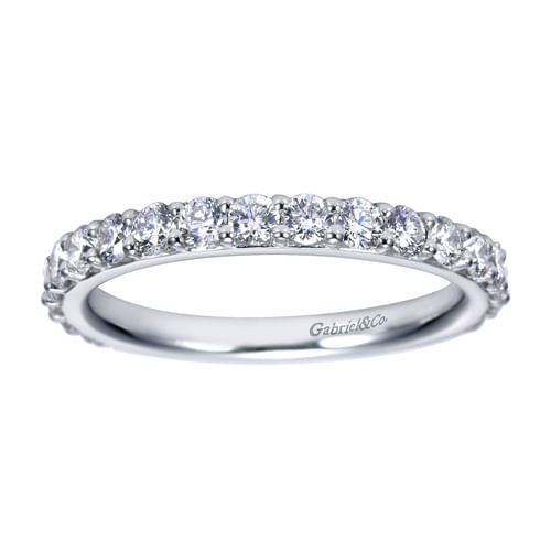 14K White Gold Shared Prong 19 Stone Diamond Wedding Band