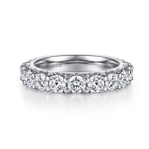 14K White Gold Shared Prong Diamond Wedding Band