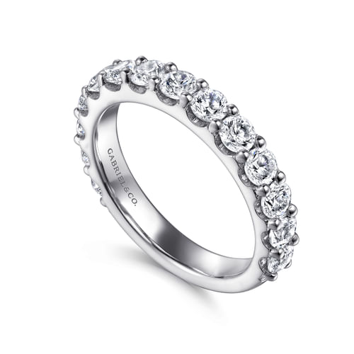 14K White Gold Shared Prong Diamond Wedding Band