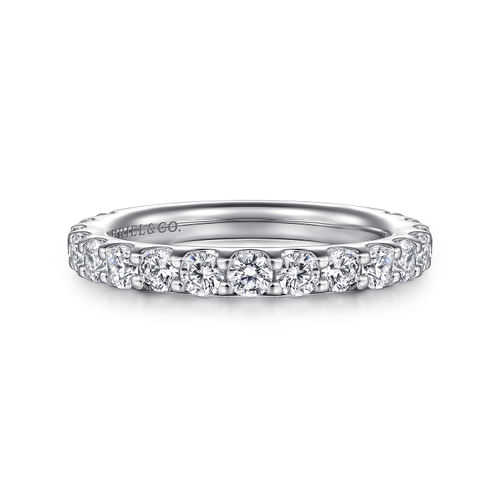 14K White Gold Shared Prong Diamond Wedding Band