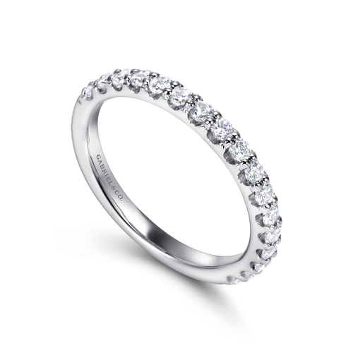 14K White Gold Shared Prong Diamond Wedding Band