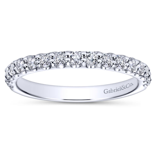14K White Gold Shared Prong Diamond Wedding Band