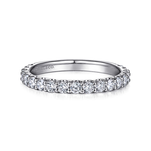 14K White Gold Shared Prong Diamond Wedding Band