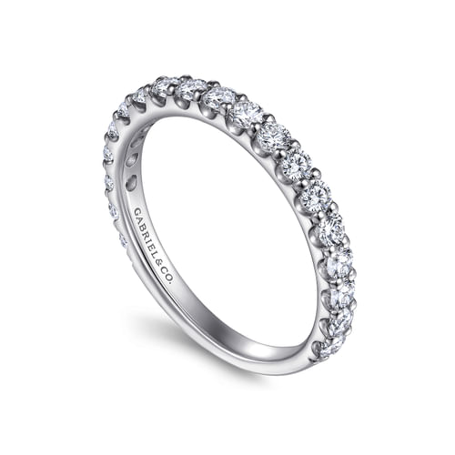 14K White Gold Shared Prong Diamond Wedding Band