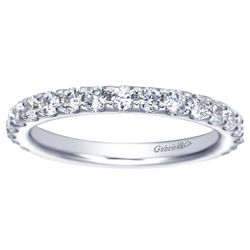 14K White Gold Shared Prong Diamond Wedding Band