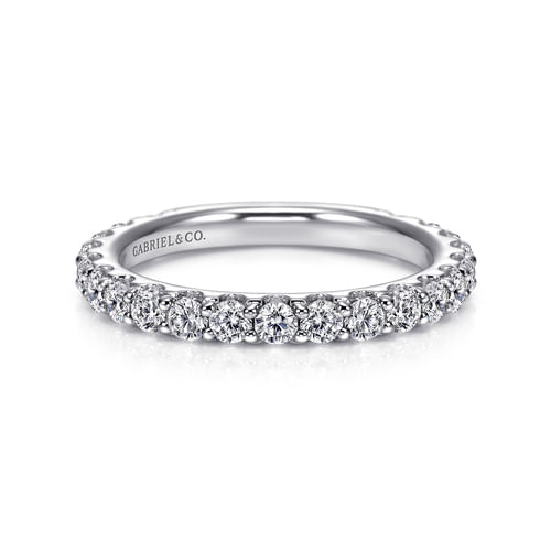 14K White Gold Shared Prong Diamond Wedding Band