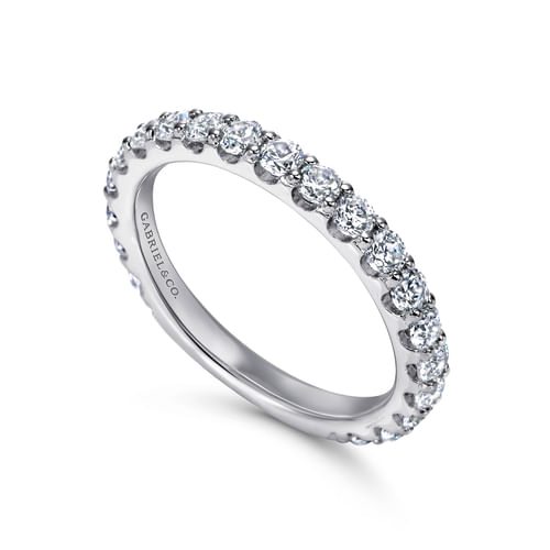 14K White Gold Shared Prong Diamond Wedding Band