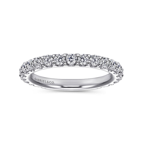 14K White Gold Shared Prong Diamond Wedding Band
