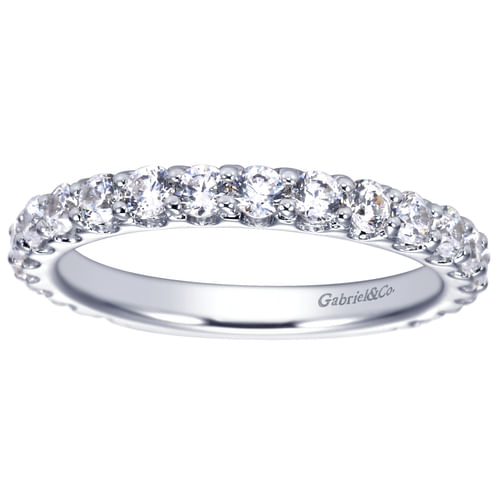 14K White Gold Shared Prong Diamond Wedding Band