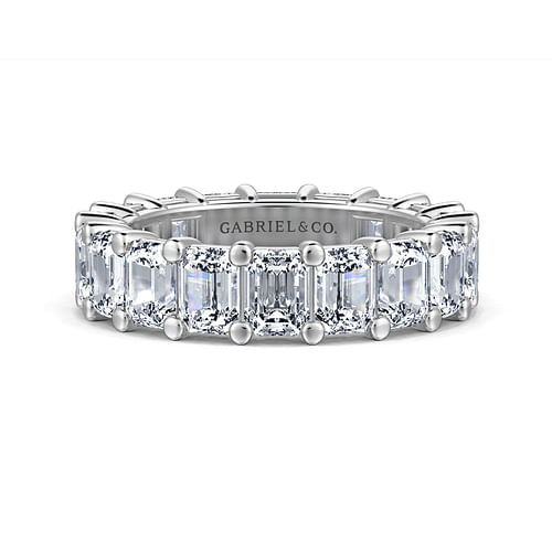 14K White Gold Shared Prong Emerald Cut Diamond Eternity Band