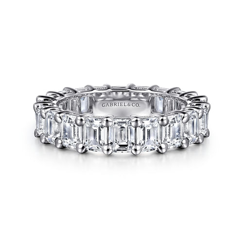 14K White Gold Shared Prong Emerald Cut Diamond Eternity Band