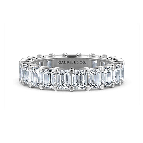 14K White Gold Shared Prong Emerald Cut Diamond Eternity Band