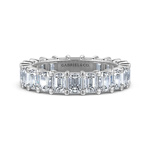 14K White Gold Shared Prong Emerald Cut Diamond Eternity Band