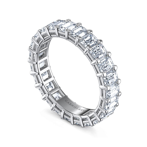 14K White Gold Shared Prong Emerald Cut Diamond Eternity Band