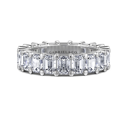 14K White Gold Shared Prong Emerald Cut Diamond Eternity Band