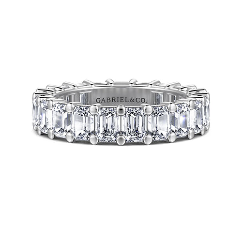 14K White Gold Shared Prong Emerald Cut Diamond Eternity Band