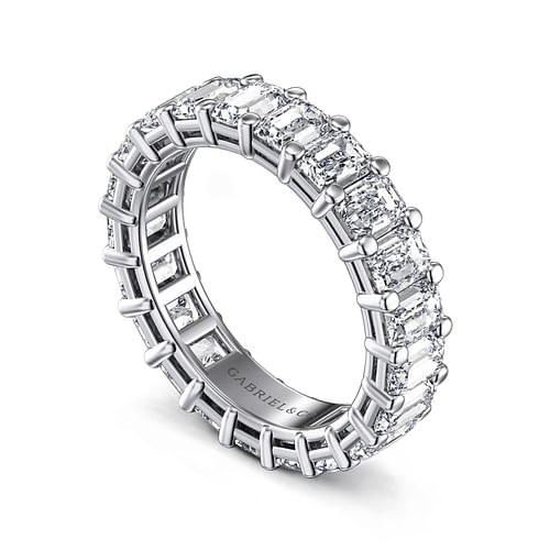 14K White Gold Shared Prong Emerald Cut Diamond Eternity Band