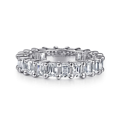 14K White Gold Shared Prong Emerald Cut Diamond Eternity Band