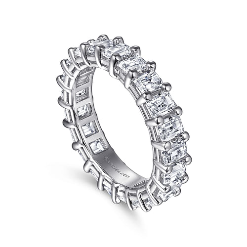 14K White Gold Shared Prong Emerald Cut Diamond Eternity Band