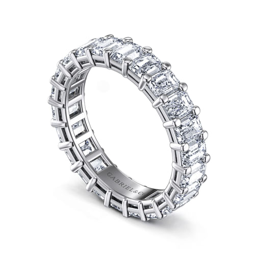 14K White Gold Shared Prong Emerald Cut Diamond Eternity Band