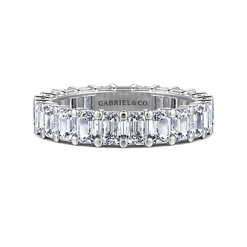 14K White Gold Shared Prong Emerald Cut Diamond Eternity Band