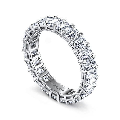 14K White Gold Shared Prong Emerald Cut Diamond Eternity Band