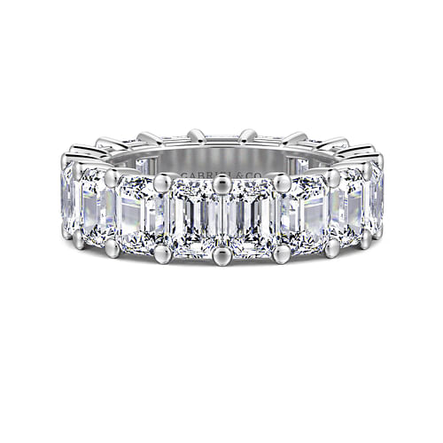 14K White Gold Shared Prong Emerald Cut Diamond Eternity Band