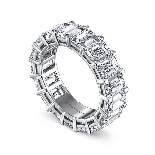 14K White Gold Shared Prong Emerald Cut Diamond Eternity Band