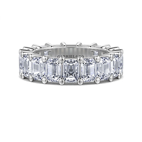 14K White Gold Shared Prong Emerald Cut Diamond Eternity Band