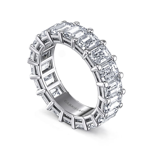 14K White Gold Shared Prong Emerald Cut Diamond Eternity Band