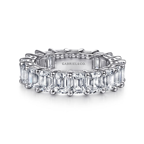 14K White Gold Shared Prong Emerald Cut Diamond Eternity Band