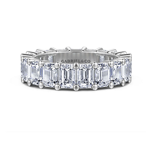 14K White Gold Shared Prong Emerald Cut Diamond Eternity Band