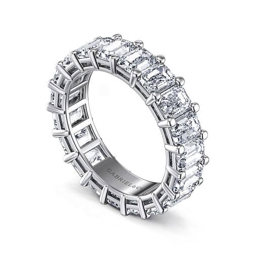 14K White Gold Shared Prong Emerald Cut Diamond Eternity Band