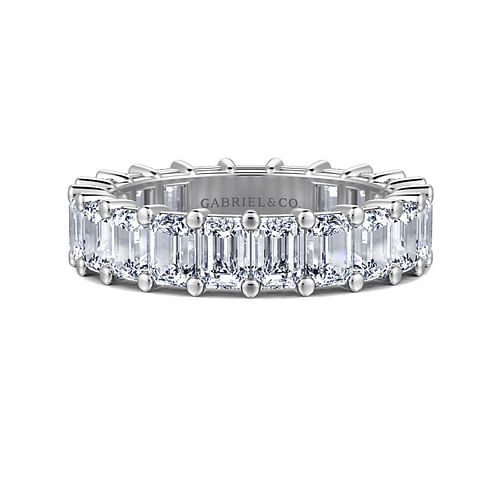 14K White Gold Shared Prong Emerald Cut Diamond Eternity Band