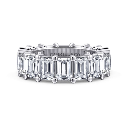 14K White Gold Shared Prong Emerald Cut Diamond Eternity Band