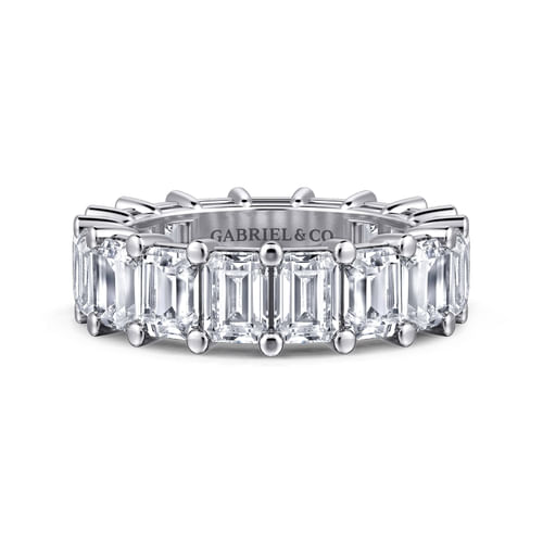14K White Gold Shared Prong Emerald Cut Diamond Eternity Band