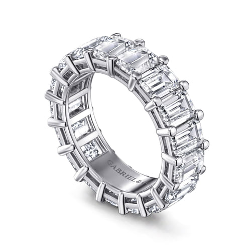 14K White Gold Shared Prong Emerald Cut Diamond Eternity Band