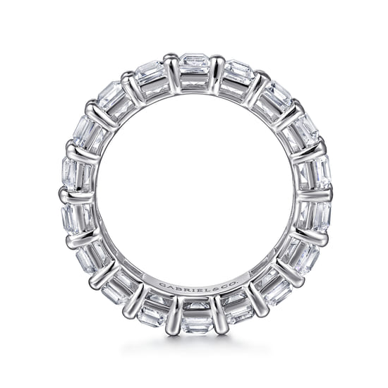 14K White Gold Shared Prong Emerald Cut Diamond Eternity Band angle 2