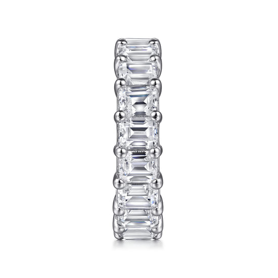 14K White Gold Shared Prong Emerald Cut Diamond Eternity Band angle 4