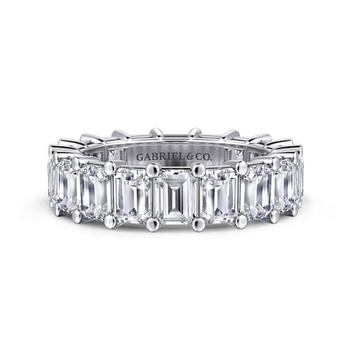 14K White Gold Shared Prong Emerald Cut Diamond Eternity Band