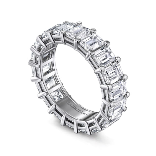 14K White Gold Shared Prong Emerald Cut Diamond Eternity Band