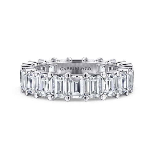 14K White Gold Shared Prong Emerald Cut Diamond Eternity Band