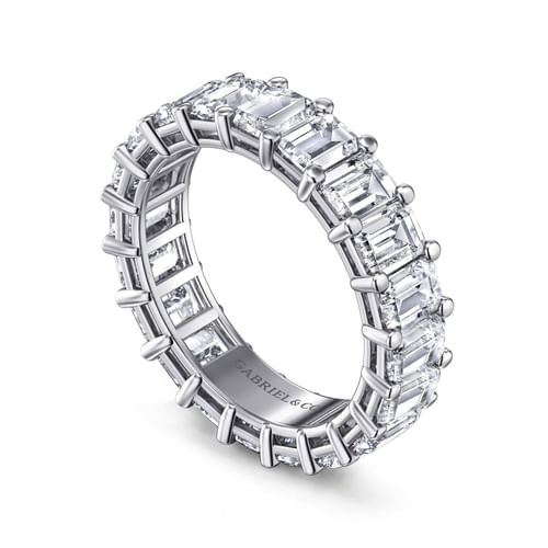14K White Gold Shared Prong Emerald Cut Diamond Eternity Band